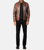 Modern leather jacket mens brown cowhide
