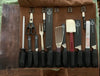 Handmade Leather Knife Roll Carrier for Chefs Travel Storage Case