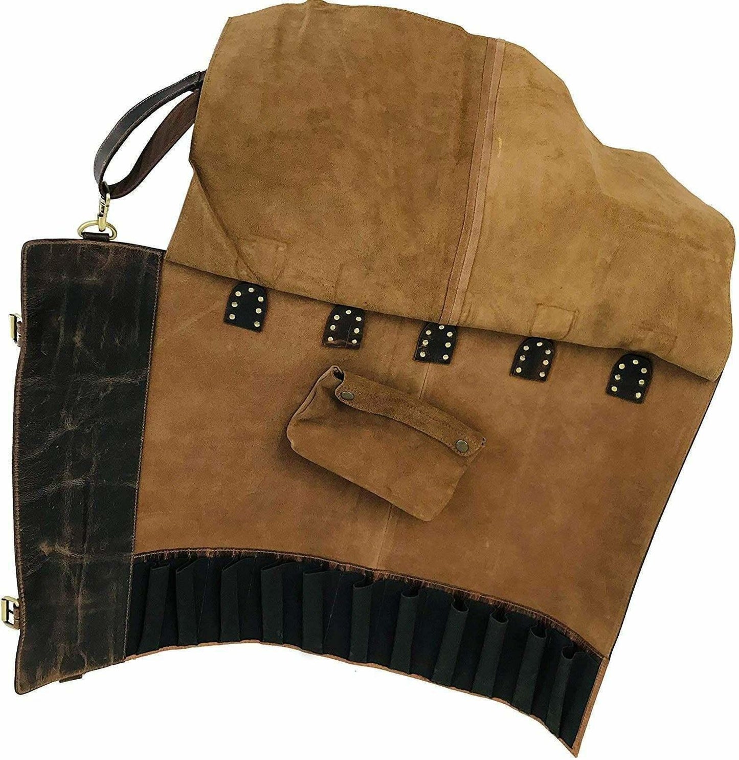 Genuine Leather Kitchen Knife Roll Bag for Chefs Storage Bag