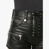 Handmade Lace up zip leather shorts