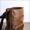 Brown cowhide leather backpack rucksack laptop travel
