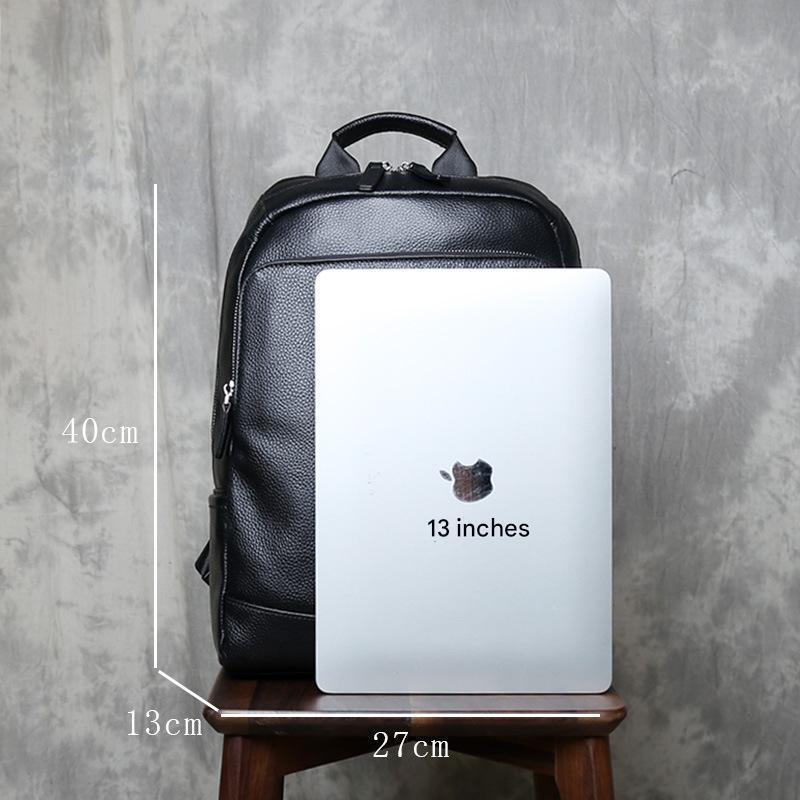 Men's genuine leather laptop travel backpack