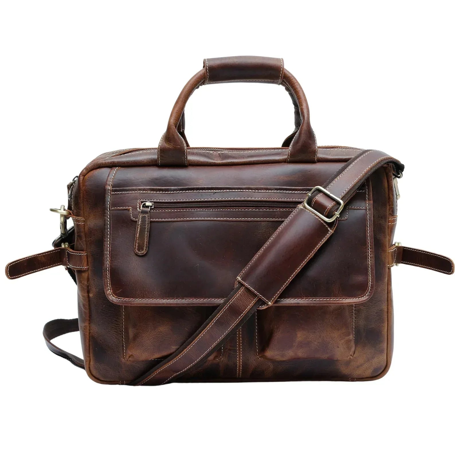 Mens Leather Messenger Bag Laptop Briefcase Travel Work Bag