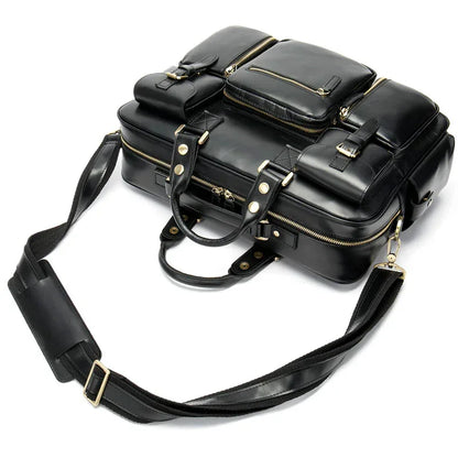 Leather Laptop Messenger Bag for Men with Business Travel Storage