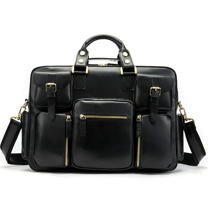 Leather Laptop Messenger Bag for Men with Business Travel Storage 4