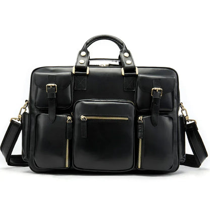 Leather Laptop Messenger Bag for Men with Business Travel Storage 4