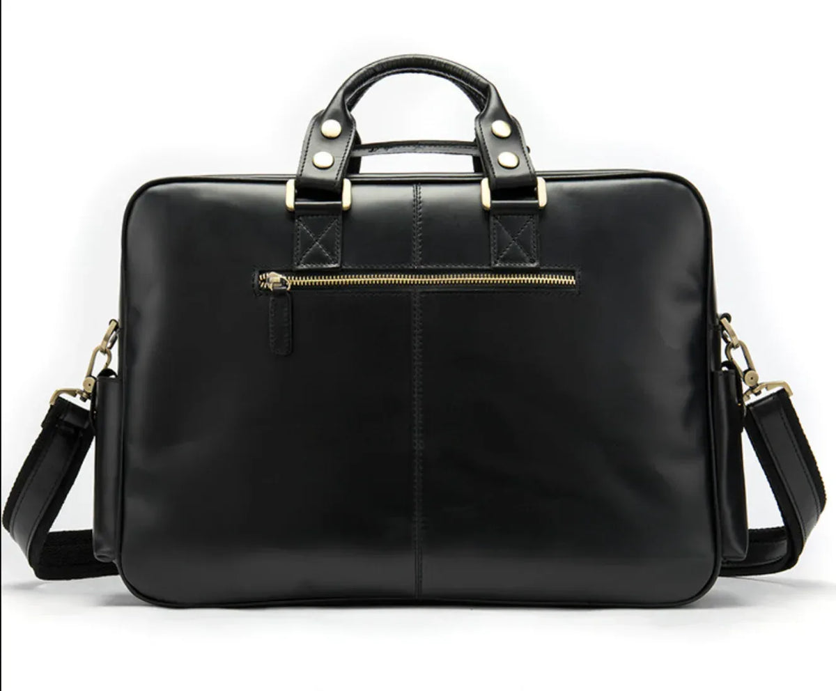 Leather Laptop Messenger Bag for Men with Business Travel Storage