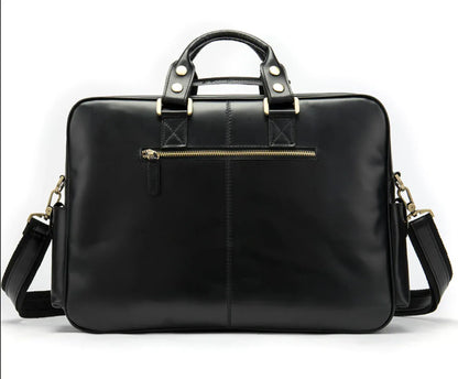 Leather Laptop Messenger Bag for Men with Business Travel Storage