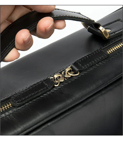 Leather Laptop Messenger Bag for Men with Business Travel Storage