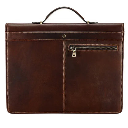 Leather Laptop Portfolio in Crazy Horse Cowhide Business Organizer