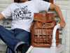 Mens Leather Rucksack Backpack for Travel and Work