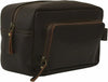 Genuine Leather Mens Toiletry Bag Dark Travel Organizer