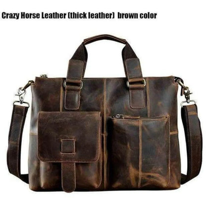 Leather Messenger Bag For Men Brown Laptop Work Crossbody Bag