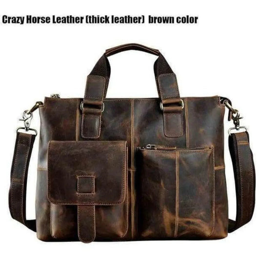 Leather Messenger Bag For Men Brown Laptop Work Crossbody Bag
