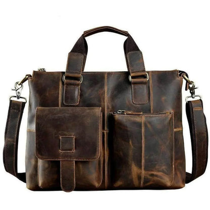 Leather Messenger Bag For Men Brown Laptop Work Crossbody Bag