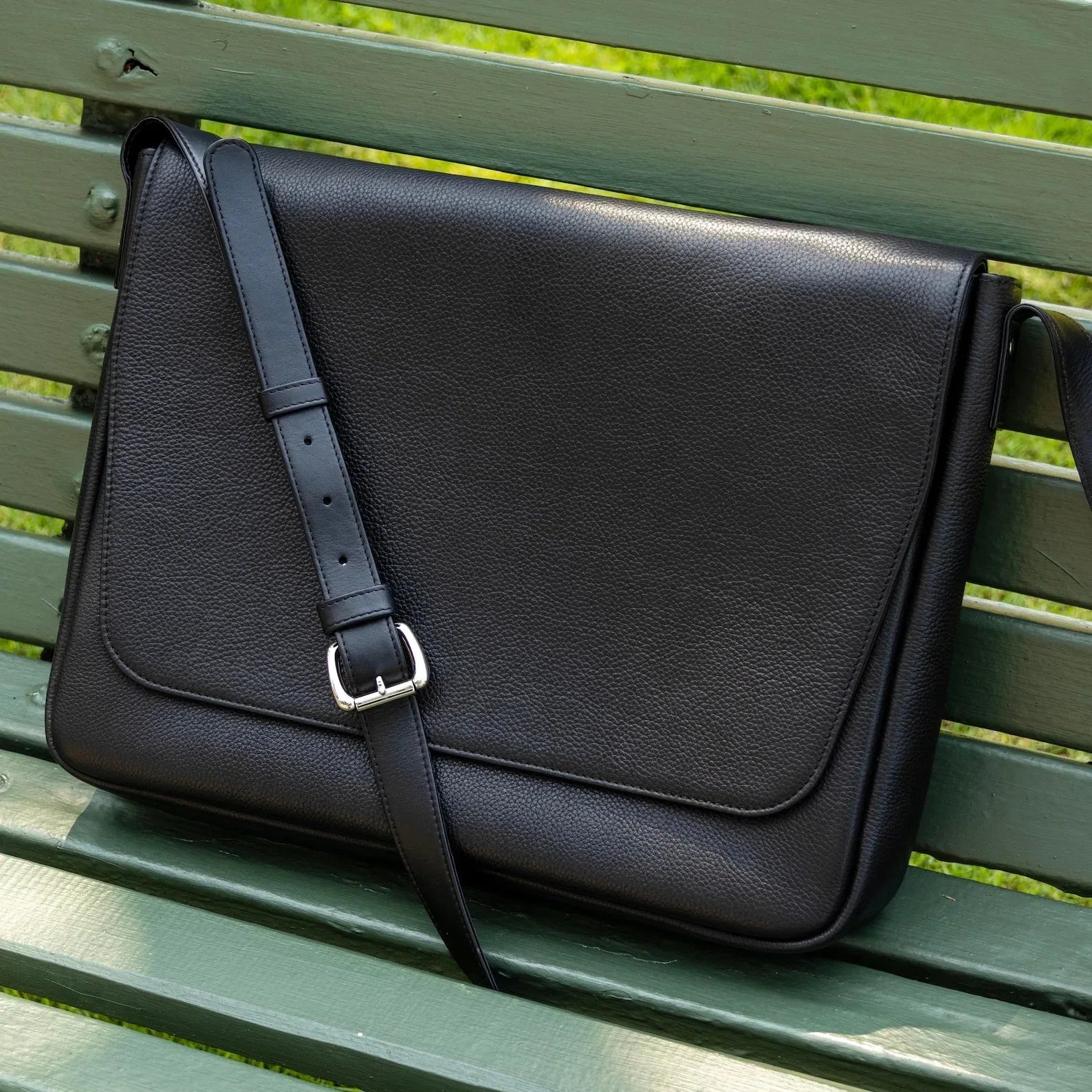 Leather Messenger Bag For Men Adjustable Strap Laptop Work Bag