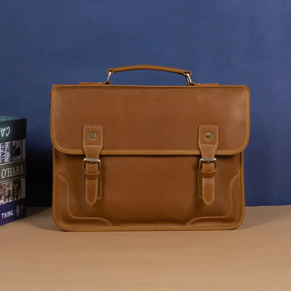 Leather Messenger Bag For Men Brown Laptop Crossbody Work Bag