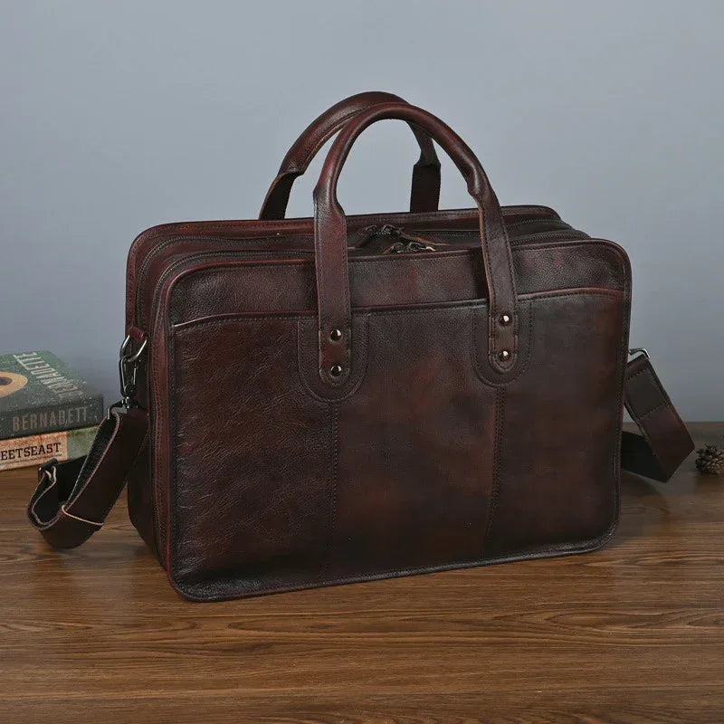 Full Grain Leather Messenger Bag for Men 1