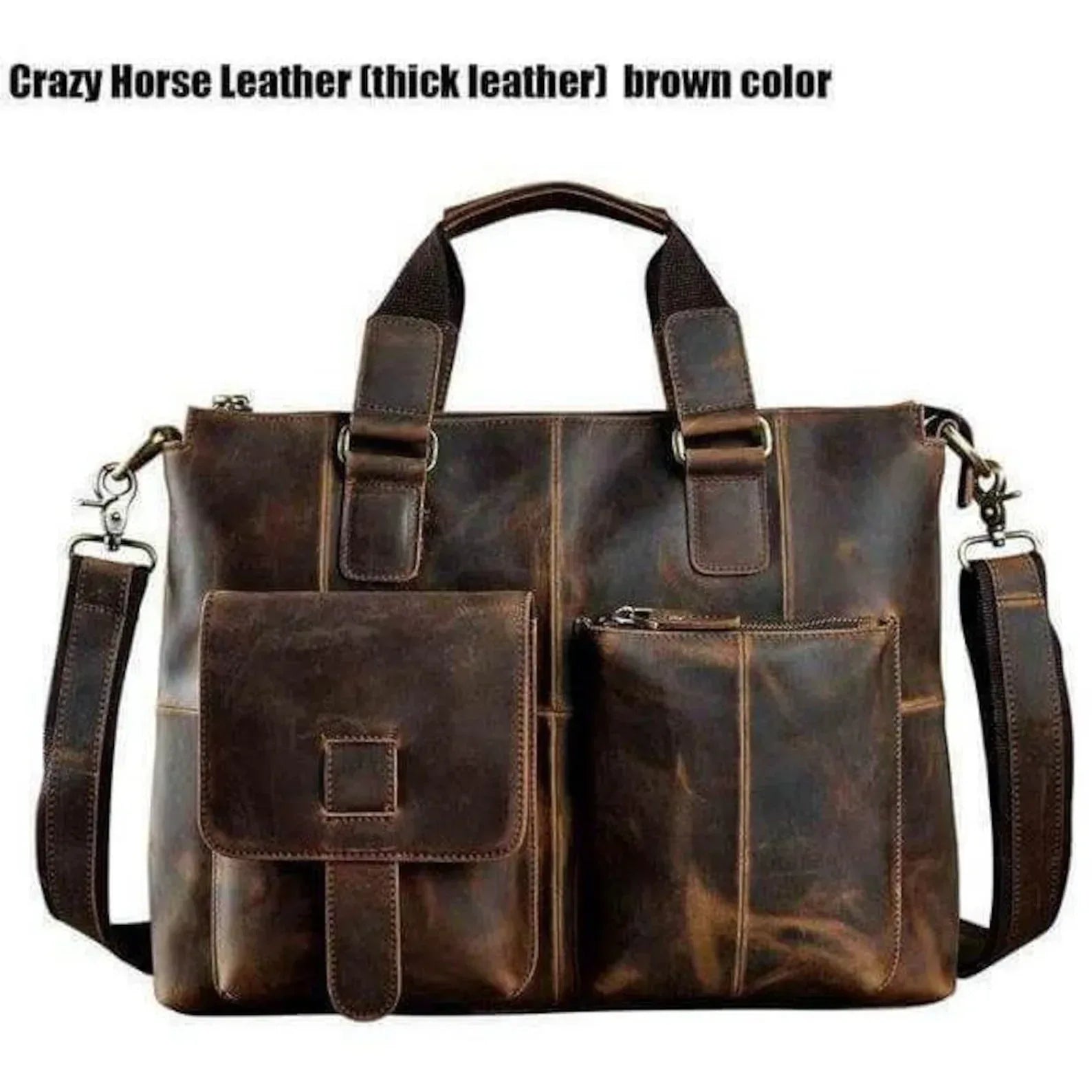 Leather Messenger Bag For Men Brown Laptop Work Crossbody Bag