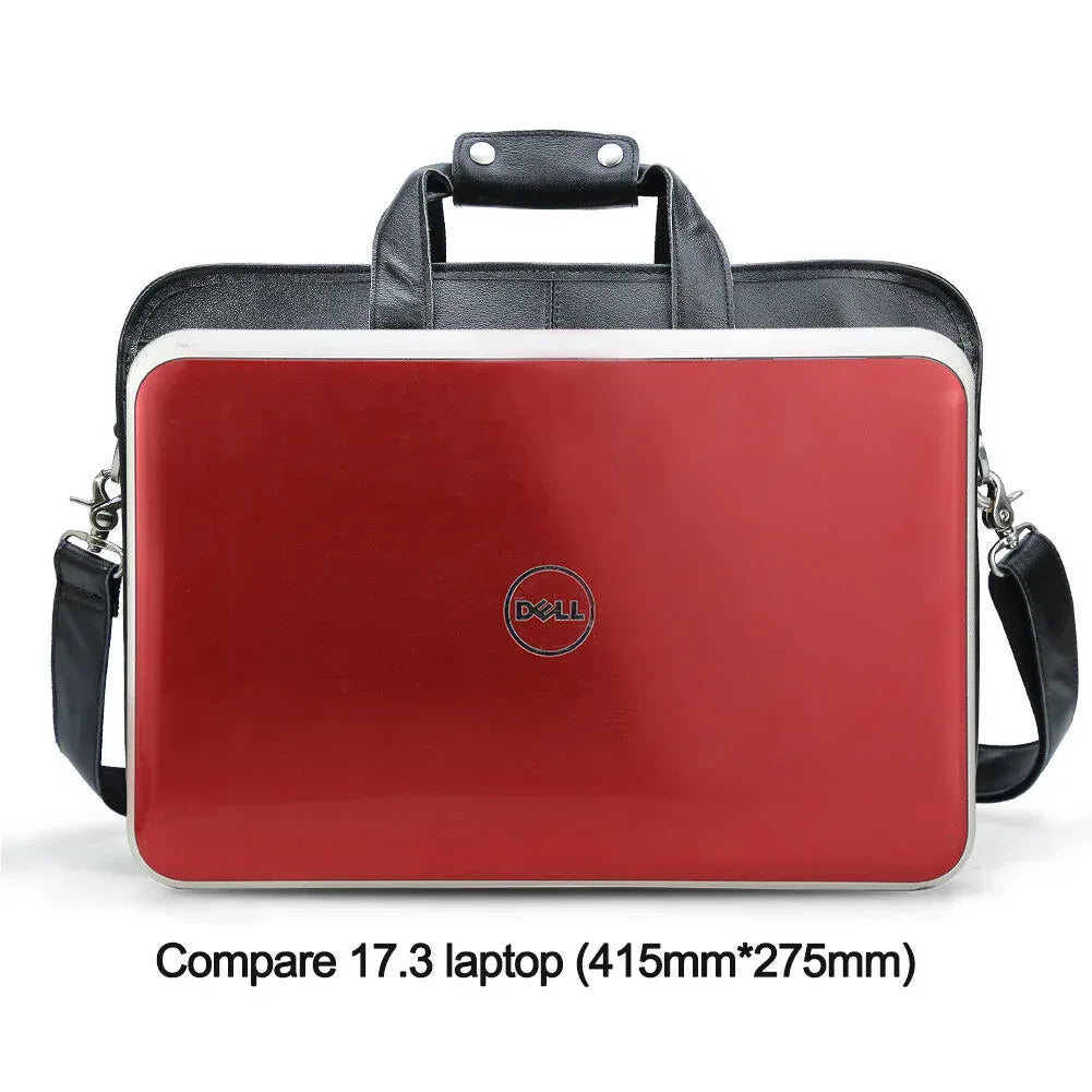 Mens leather briefcase 17 inch laptop bag