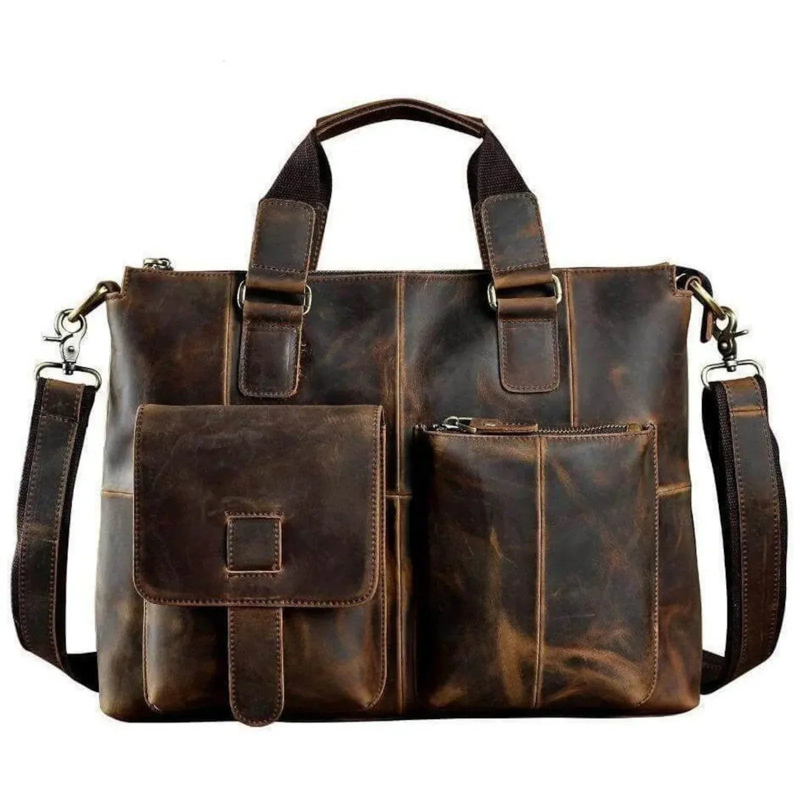 Leather Messenger Bag For Men Brown Laptop Work Crossbody Bag