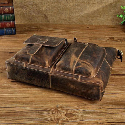 Leather Messenger Bag For Men Brown Laptop Work Crossbody Bag