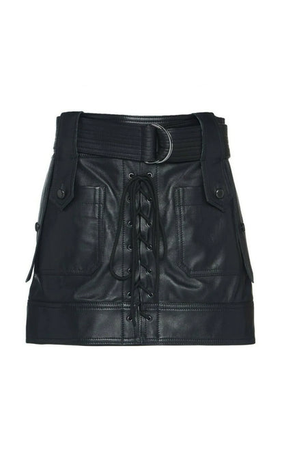 Real Black Full Leather Skirt Outfit