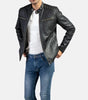 Black Moto Jacket Genuine Leather Men Biker Jacket