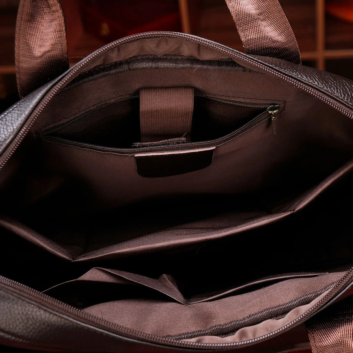 Leather Office Bag for Men 14 Inch Laptop Briefcase
