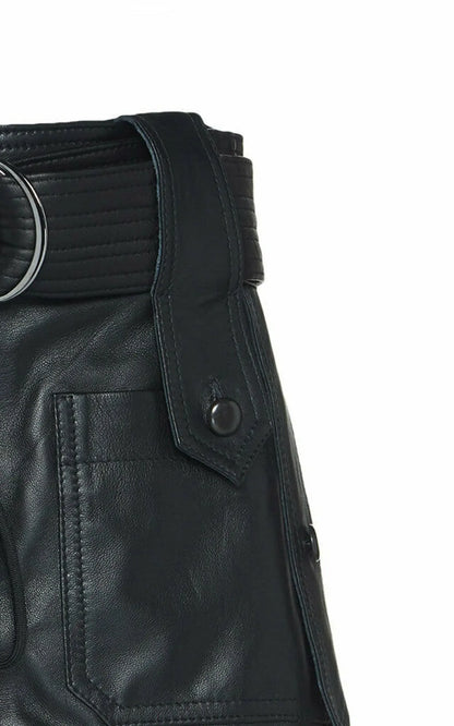 Real Black Full Leather Skirt Outfit