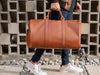Genuine leather travel bag mens leather duffle overnight carry