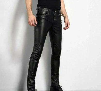 Men Leather Pant Trousers for Biker