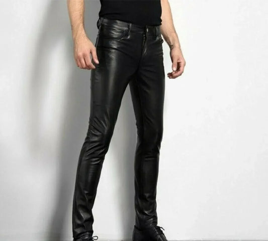 Men Leather Pant Trousers for Biker