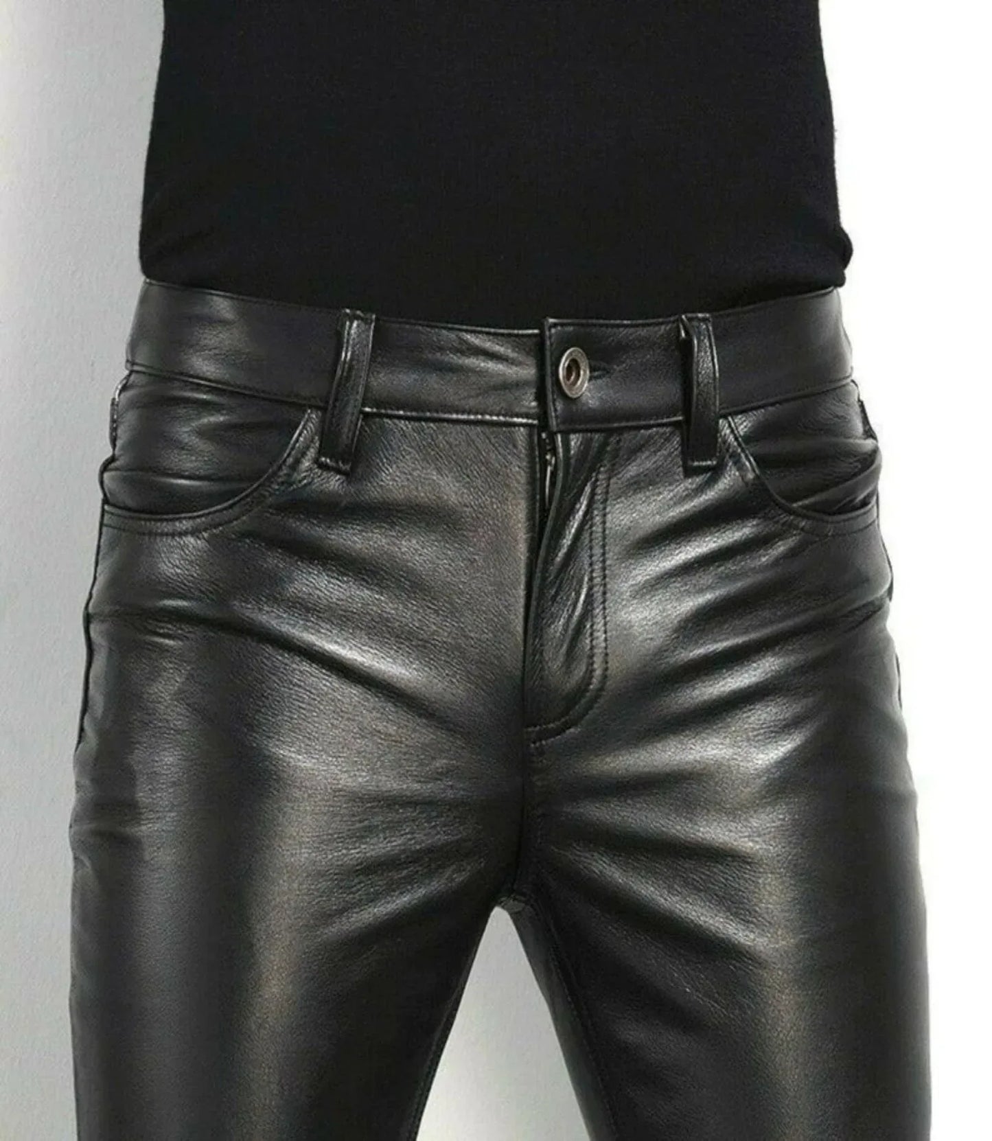 Men Leather Pant Trousers for Biker