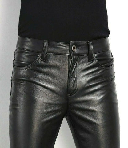 Men Leather Pant Trousers for Biker