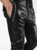 real leather pants men black biker style zipper pocket design