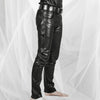 genuine leather pants mens slim fit five pocket jeans style