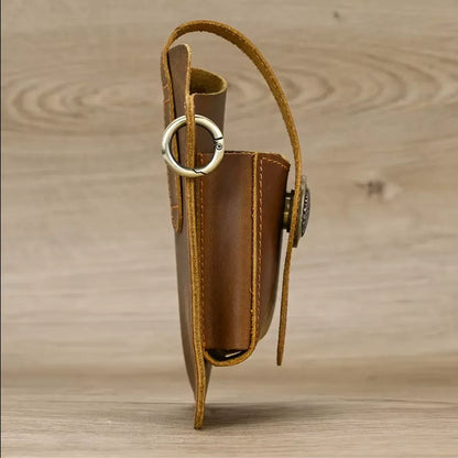 Leather Phone Belt Pouch with Key Ring and Belt Loop