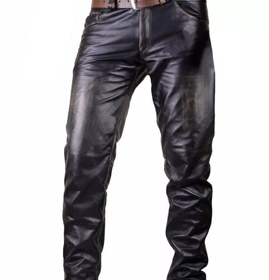 Leather Rodeo Pants Mens Genuine Real Leather Trousers