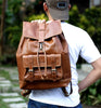 Mens Leather Rucksack Backpack for Travel and Work