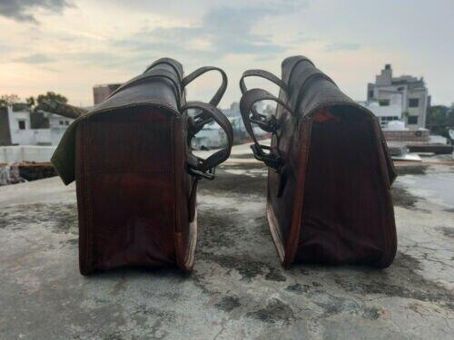 Dark Brown Leather Motorcycle Saddlebags Real Leather Biker Bags