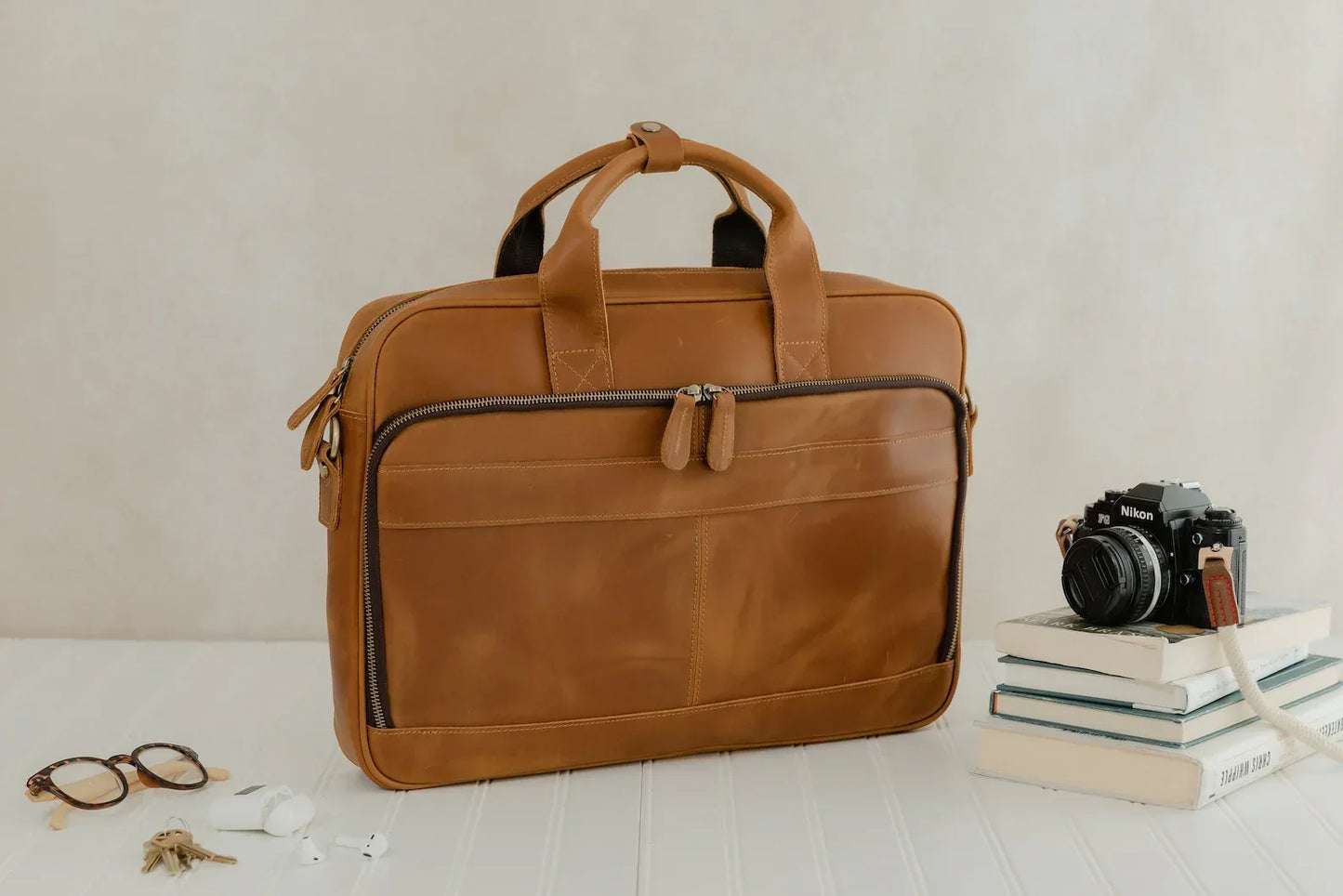 Genuine Leather Satchel Bag For Men Laptop Work Messenger Bag