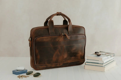 Genuine Leather Satchel Bag For Men Laptop Work Messenger Bag Style 2