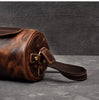Small Barrel Duffel Bag in Brown Genuine Leather for Men
