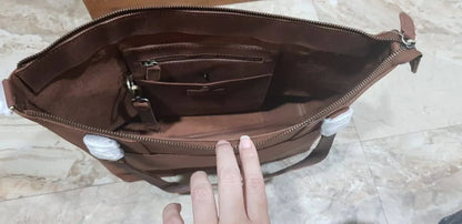 Leather Tote Bag with Zipper for Women Daily Carry