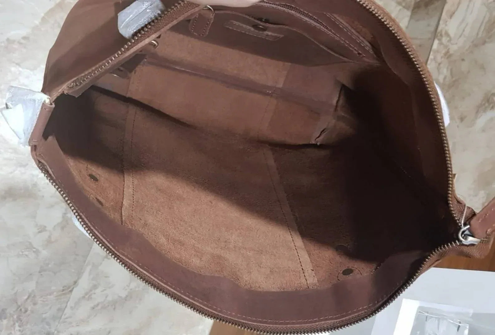 Leather Tote Bag with Zipper for Women Daily Carry