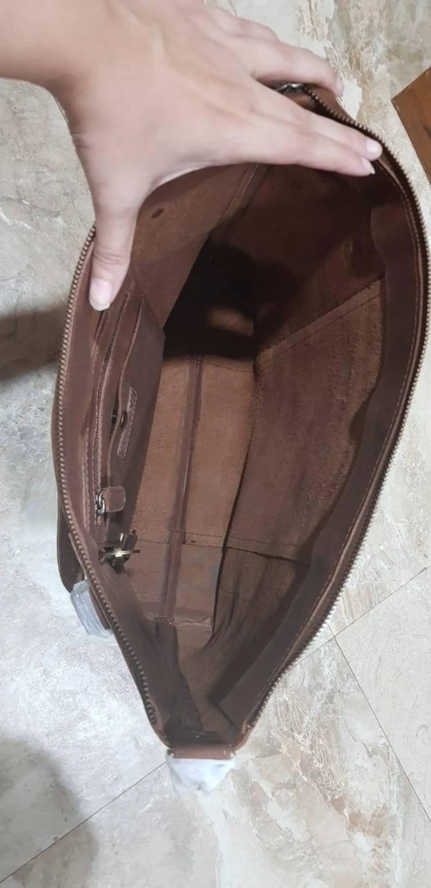 Leather Tote Bag with Zipper for Women Daily Carry