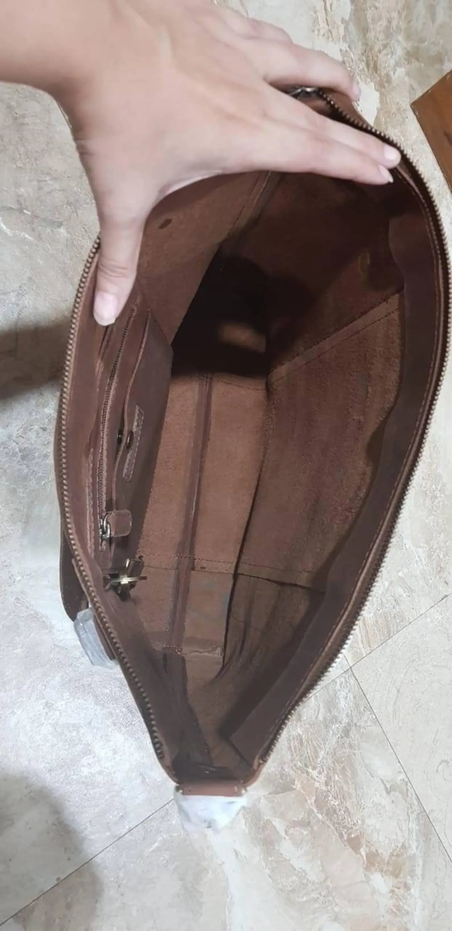 Leather Tote Bag with Zipper for Women Daily Carry