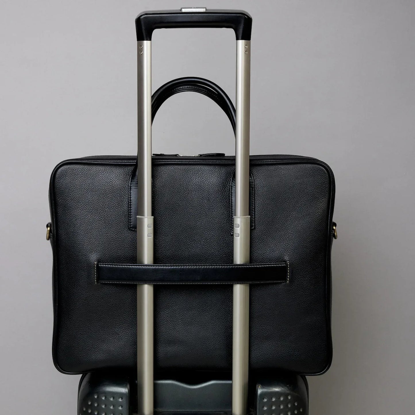 Leather Briefcase With Trolley Sleeve Laptop Travel Work Bag