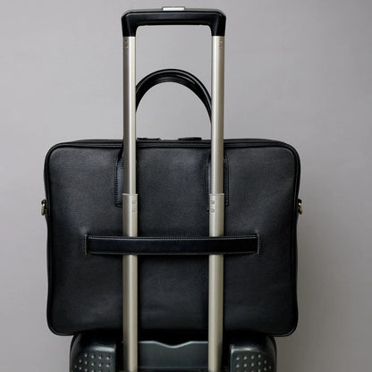 Leather Briefcase With Trolley Sleeve Laptop Travel Work Bag